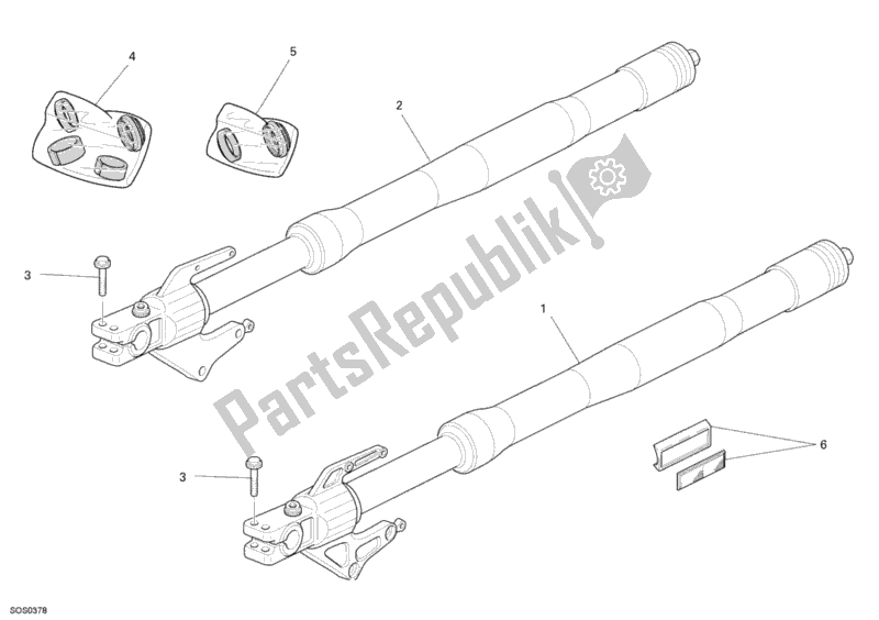 All parts for the Front Fork of the Ducati Multistrada 1100 S USA 2009